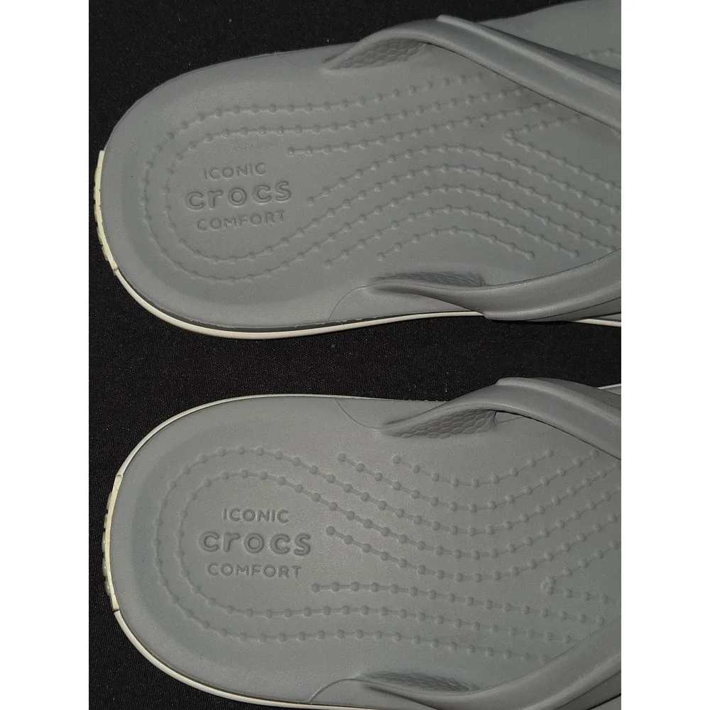 Crocs Kids Gray‎ Thong Flip Flop Sandals Iconic Comfort Beach Pool C9